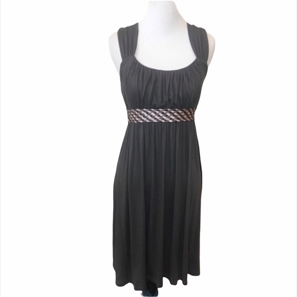 Soprano Charcoal Gray Rayon Braided Waist Dress Size M - Picture 1 of 9